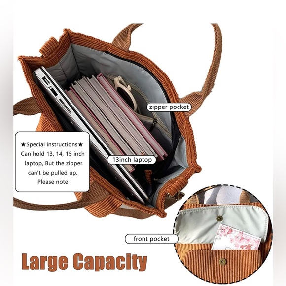 Tote Bag Corduroy Crossbody, Hand Carry - Picture 6 of 6